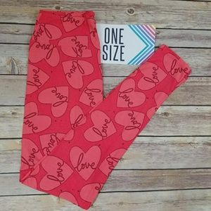 Lularoe Valentine's Leggings Love Hearts OS
